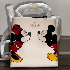 Kate Spade White Mini Bag with Mickey and Minnie Design